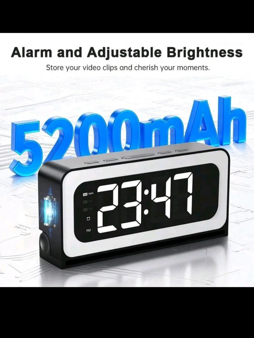 Hidden Camera Alarm Clock with Wi-Fi - Black